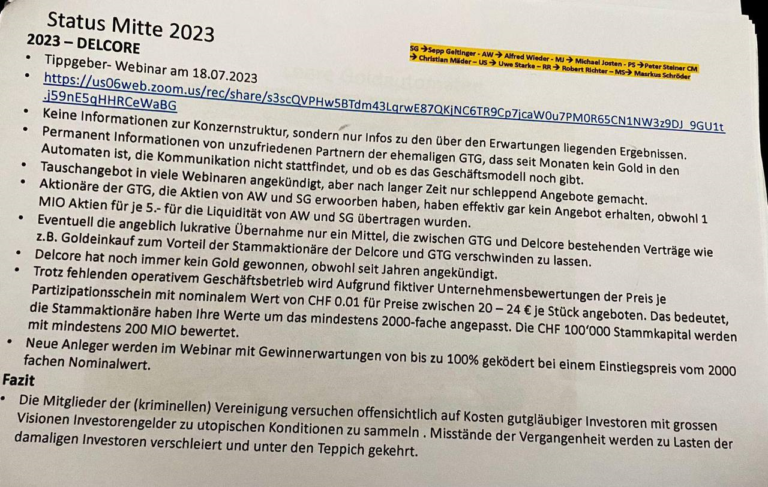 Delcore AG fast wertlos? Arnd Heymann und Peter Koch täuschen!